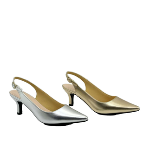 Zapatos de Mujer Elegantes Dorados y Plateados, Finos, de Color Sólido, con Punta Puntiaguda, Tobillo Descubierto, Cómodos, a la Moda, para Verano y Otoño - Product Image 1