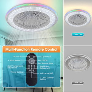110V RGB LED Đèn quạt trần với điều khiển từ xa Sáu tốc độ vô hạn 3 màu 5 lưỡi DC động cơ cho bầu không khí đầy màu sắc của phòng ngủ - Product Image 5