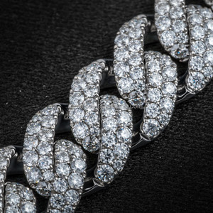 Bracelet Hip Hop en or cubain 14K diamants cultivés en laboratoire bicolore or rose/blanc lien cubain Miami - Product Image 4