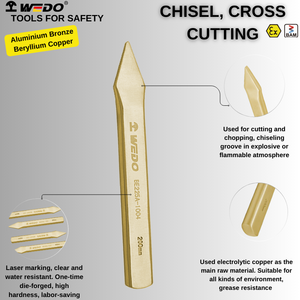 WEDO BAM ATEX Certificate Non Sparking <strong>Tools</strong> <strong>Aluminium</strong> Bronze or Beryllium Copper <strong>Cutting</strong> Cross Chisel - Product Image 5