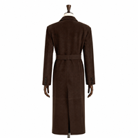 Manteau trench décontracté pour femme en cuir nubuck véritable marron noyer, à bouton unique et ceinture à boucle recouverte, coupe-vent et respirant pour l'automne