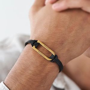 Bracelet personnalisé en cuir noir pour hommes, nouveau Style, citation de mot, Design Simple, fermoir en cuir noir, 2023 - Product Image 3