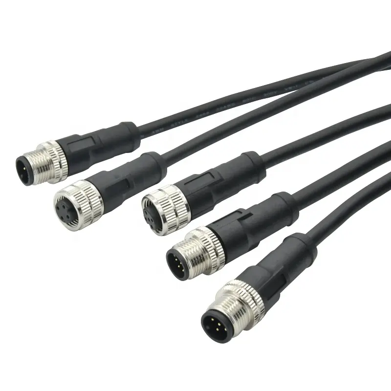 Connecteur de câble électrique M12 personnalisé, montage personnalisé, 3, 4, 5, 8, 12, 17 broches