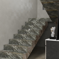 Carreaux de sol en porcelaine polie effet marbre gris doré antidérapants pour villa, intérieur de luxe, 470x1200mm, avec bord doré poli