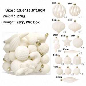 Nouvelle Arrivée Design Luxe Lot de 28 Boules de Noël en Velours Floqué Écologique 2,75 Pouces en PS pour Décoration - Product Image 4