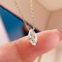 925 argent 5x10mm 1.0ct Simple chevaux oeil coupe Moissanite pendentif collier femmes minimaliste Alien os chaîne collier pour femmes