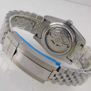 2025 Reloj mecánico de lujo para hombre de alta gama, correa de acero, esfera dorada, reloj mecánico con calendario - Product Image 6