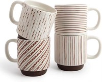 Vente en gros de tasses à café en céramique personnalisées de style japonais, mignonnes, bicolores, brunes, empilables, 14 oz