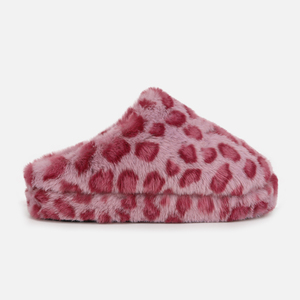 Pantofole Personalizzate alla <span class=keywords><strong>Moda</strong></span> in Memory Foam con Punta Chiusa, Morbide e Pelose, in Finta Pelliccia Rosa Leopardata per Donne - Product Image 1