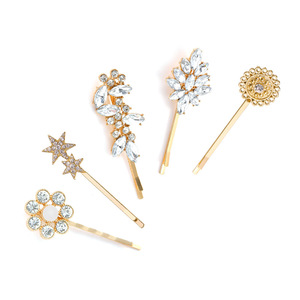 Femmes diamant incrusté épingles à cheveux en gros tournesol étoile <span class=keywords><strong>feuille</strong></span> <span class=keywords><strong>pince</strong></span> ensemble perle alliage bijoux placage traitement <span class=keywords><strong>pour</strong></span> les fêtes - Product Image 3