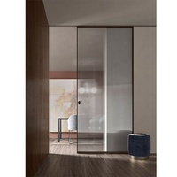 Nouvelle arrivée appartement salon porte fantôme avec kit de rouleau porte coulissante en verre piste cachée porte coulissante invisible porte magique