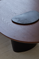 Meubles de salon Wabi Sabi en chêne et béton, table basse ovale géométrique pour salon, table basse moderne en bois brun et noir