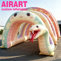 Tunnel pour animaux sur mesure, passage gonflable amusant en forme de serpent pour parc d'attractions pour enfants avec éclairage LED