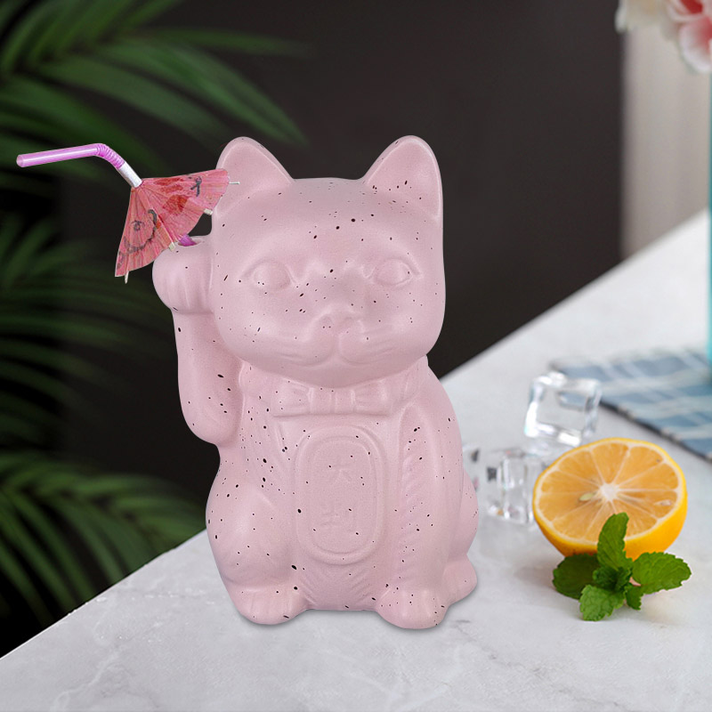 14oz Maneki Neko Lucky Cat Ceramic Tiki Mug - Perfect Gift