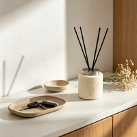 Diffuseur de parfum d'intérieur de luxe artisanal en résine texturée avec bouteille en verre et couvercle métallique – Vase diffuseur vide pour la maison