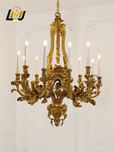 Lámpara Colgante de Bronce Medieval Francesa, Estilo Villa, Hotel, Palacio, Castillo, Lámpara de Araña Gigante de Lujo en Latón Antiguo - Product Image 1