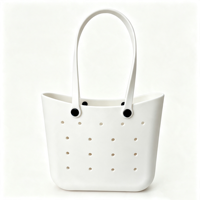 Bolso Tote Ligero de EVA Impermeable con Dos Asas, Parte Superior Abierta, Lavable, de Color Sólido, Versátil, con Dijes Aleatorios