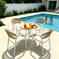 Fauteuil de patio en rotin synthétique HDPE, empilable, résistant à l'eau et toutes les intempéries, idéal pour jardin, balcon, piscine, café, hôtel - Vente en gros usine
