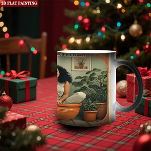 Frosted Black <b>Ceramic</b> <b>Mug</b> 11oz Heat Sensitive Color Changing Magic Cup Office Pantry Storage - Product Image 2