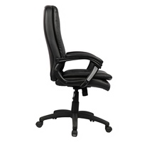 Chaise de bureau exécutive traditionnelle de haute qualité, dossier haut, noire, avec accoudoirs fixes et coussin en PU