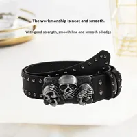 Ceinture pour homme en alliage personnalisable, style punk hip-hop, boucle tête de mort, ceinture décontractée personnalisée, en stock, vente en gros
