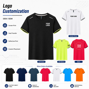 T-shirt personnalisé avec logo, 180g, haute élasticité, 11% Spandex, séchage rapide, tee-shirt de sport performant, t-shirt de course réfléchissant, marque privée, vente en gros - Product Image 2
