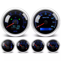 Ensemble de 6 jauges 85 mm, compteur de vitesse GPS 80 MPH 8000 tr/min, étanche pour bateau marin, voiture STOCK