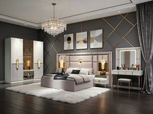 Cadre de lit king <span class=keywords><strong>queen</strong></span> avec rangement, taille double complète pour filles italiennes, ensemble complet de meubles de chambre à coucher en bois de luxe moderne - Product Image 3