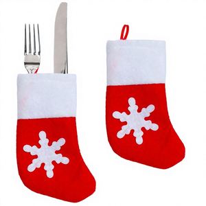 <b>Christmas</b> Tableware Holders Mini Stockings Knife Spoon Fork <b>Bag</b>-Snowflake Xmas Promotional Party Supplies - Product Image 1