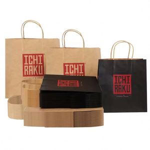Sac en papier kraft brun personnalisé avec poignée, sac de livraison alimentaire écologique avec poignée en papier, sac à emporter pour restaurant - Product Image 6