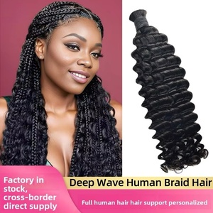 Extensions de cheveux indiens Remy à ondulations profondes, double trame, peuvent être permanentées et teintes, toutes les couleurs, emballage en vrac - Product Image 1