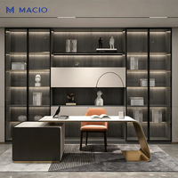 Système de rangement modulaire de luxe MACIO en bois personnalisable pour bureau à domicile, combinaison d'étagères avec présentoir ouvert pour projets commerciaux