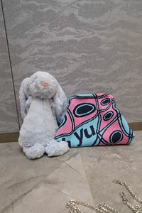 Bolsa de punto con estampado abstracto y cierre Kiss Lock, neceser de gran capacidad a la moda, bolsa de almacenamiento de artículos de aseo de viaje versátil de punto - Product Image 4