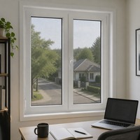 Fenêtre à battant en aluminium standard résistante aux ouragans avec double vitrage en verre trempé transparent pour maisons
