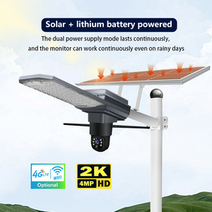 An ninh không dây Camera CCTV tầm nhìn ban đêm dẫn ánh sáng được xây dựng trong còi báo động 4G Thẻ Sim ngoài trời ánh sáng đường phố nhà vườn năng lượng mặt trời đám mây - Product Image 5