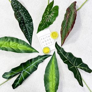 LO-585 Hojas Artificiales de Alocasia, Caladium y <span class=keywords><strong>Begonia</strong></span> al por Mayor, Tallo Único, Follaje Artificial para Decoración del Hogar y Jardín - Product Image 2