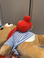Peluche Ours Super Doux pour Enfants, Jouet pour Machine à Pinces, Nouveau Design, Ours Brodé Motif Burger, Rembourrage en Coton PP