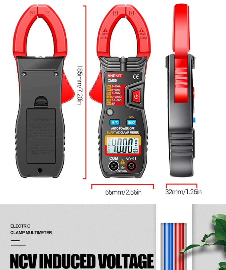 ANENG CM80 Digital clamp meter Ammeter Voltage Car Amp Hz Capacitance NCV Ohm Test multimeter digital profesional tester