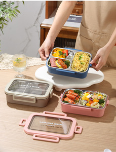 Bencircle B275 Cute Leakproof Bento Lunch <b>Box</b> with <b>Plastic</b> Shell 3 Section Portable Food Container for Adults Safe Materials - Product Image 3