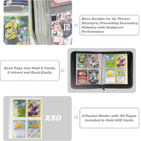 Carpeta de álbum de tarjetas coleccionables de cuero PU y página de 4 bolsillos RFID Monster Binder con cierre de clip para coleccionistas de tarjetas