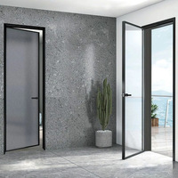 Porte battante en verre multifonctionnelle moderne en alliage d'aluminium antirouille avec vision claire, adaptée aux bureaux intérieurs et aux balcons