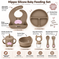 Ensemble d'alimentation pour bébé en silicone Hippo personnalisé OEM avec assiette compartimentée, bol et distributeur de fruits pour la vente en gros