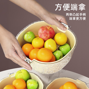 Évier double couche pour légumes, panier de drainage rétro de luxe en plastique, plateau à fruits, usage domestique et cuisine - Product Image 5