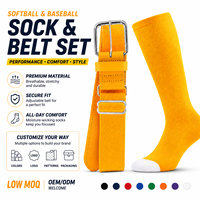 Ensemble de chaussettes et ceinture de baseball pour jeunes et adultes, chaussettes de softball montantes, ensemble uniforme d'équipe, couleurs personnalisées, logo OEM