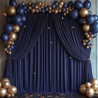 Gorden Pesta Burgundy Anti Kusut 2 Panel untuk Dekorasi Latar Belakang Pernikahan, Baby Shower, Ulang Tahun, Dapat Disesuaikan