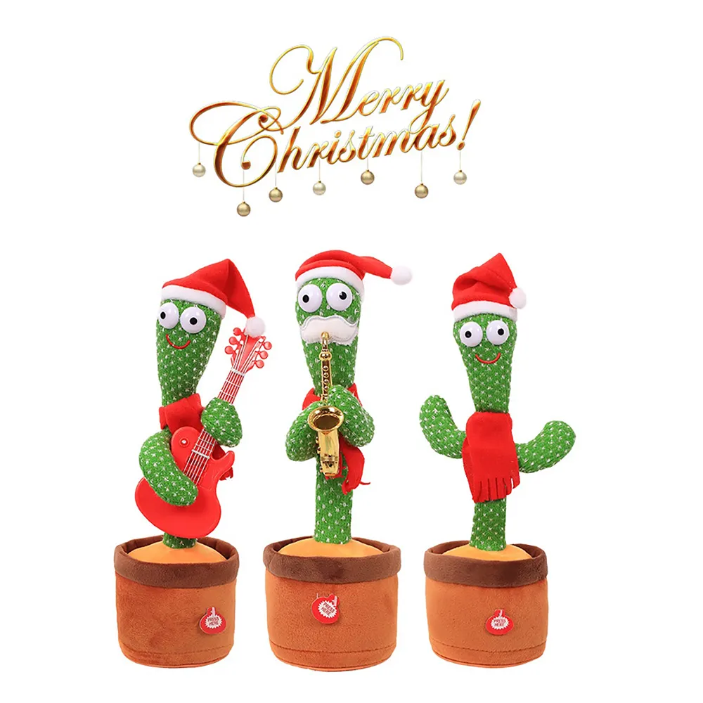 Hot Sale Dancing Cactus mit Weihnachts gitarren Saxophon Arabian Hawaiian Mexican Soft Plüsch Puppe Skulptur Musik Lustige Kinderspiel zeug