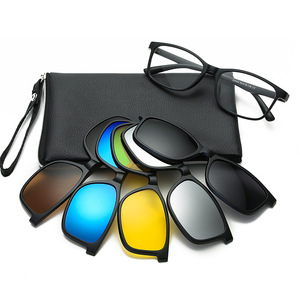 Nuevas Gafas de Sol Magnéticas con Clip, Polarizadas, Anti Luz Azul, Diseño Cuadrado, Unisex, Montura de PC, Protección UV400, Aro Completo - Product Image 1