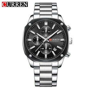 Montre à quartz CURREN 8490 en acier inoxydable avec bracelet, calendrier, lumineuse, étanche, simple et élégante, très vendue - Product Image 5