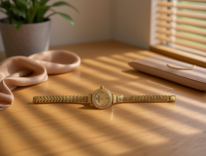 Reloj redondo chapado en oro para mujer, correa de aleación, colores mixtos, accesorio de moda - Product Image 2