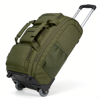 Sac de voyage surdimensionné vert olive avec roulettes renforcées, en tissu Oxford résistant, multi-poches